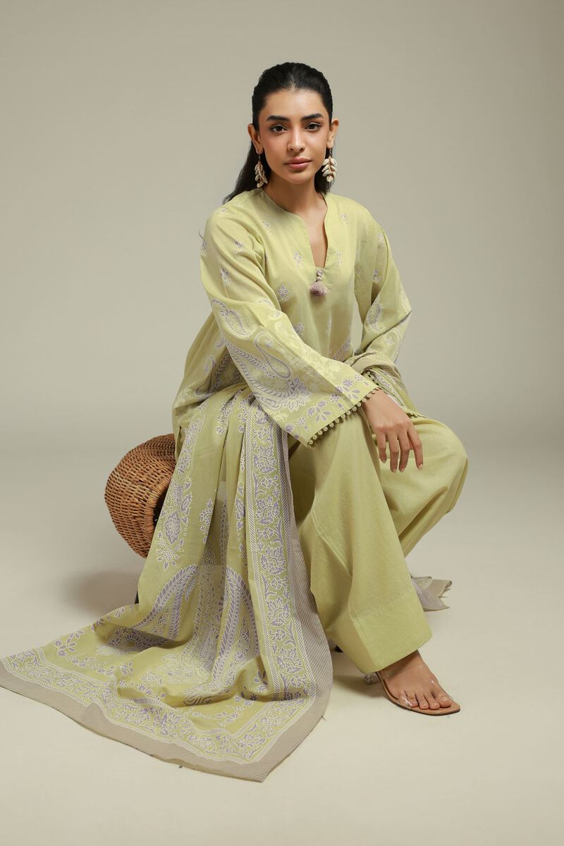 Printed | Cambric | Tailored 3-piece Set | USD 65.00