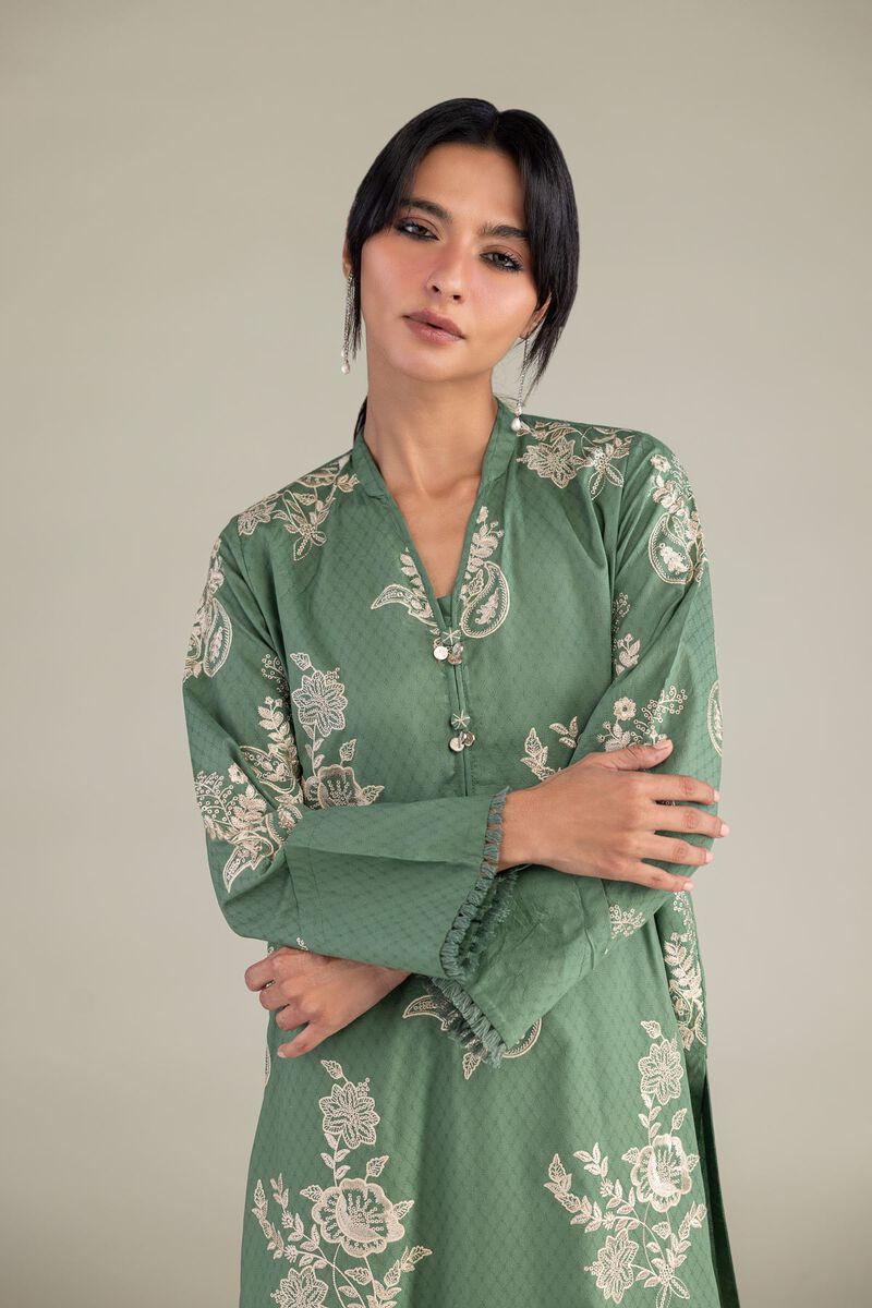 Embroidered | Cotton Dobby | Floral Cotton Kurta | USD 45.00