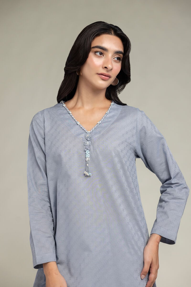 Dyed | Cotton Dobby | V-Neck Cotton Kurta | USD 35.00