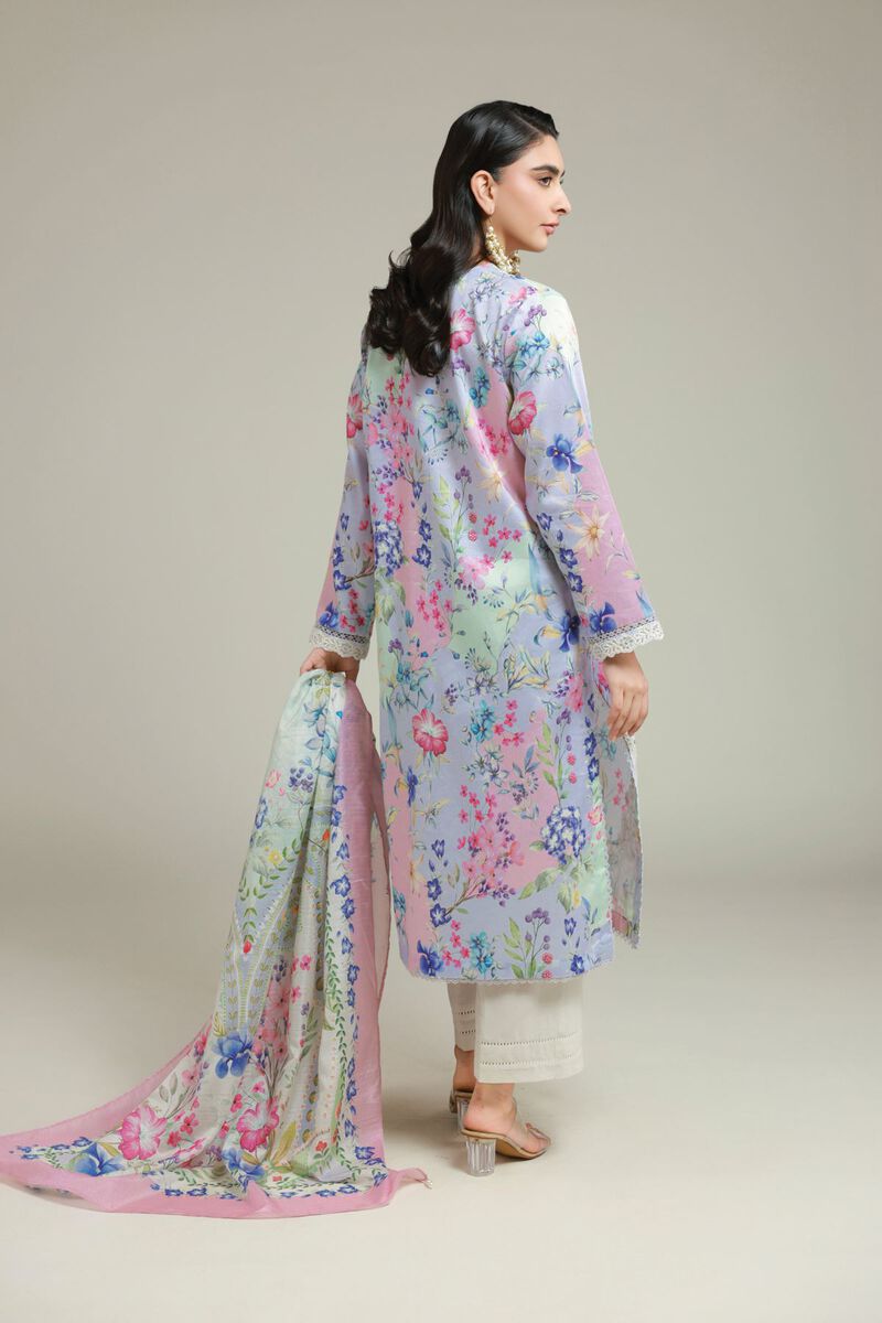 Printed | Satin | Tailored 3 Piece | USD 75.00