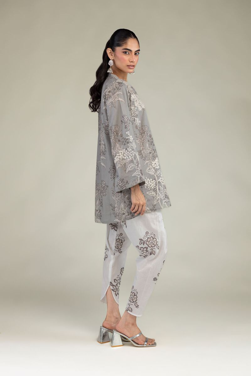 Embroidered | Cambric | Gray Floral Pants | USD 25.00