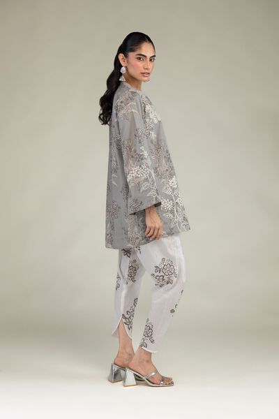 Embroidered | Cambric | Gray Floral Pants | USD 25.00