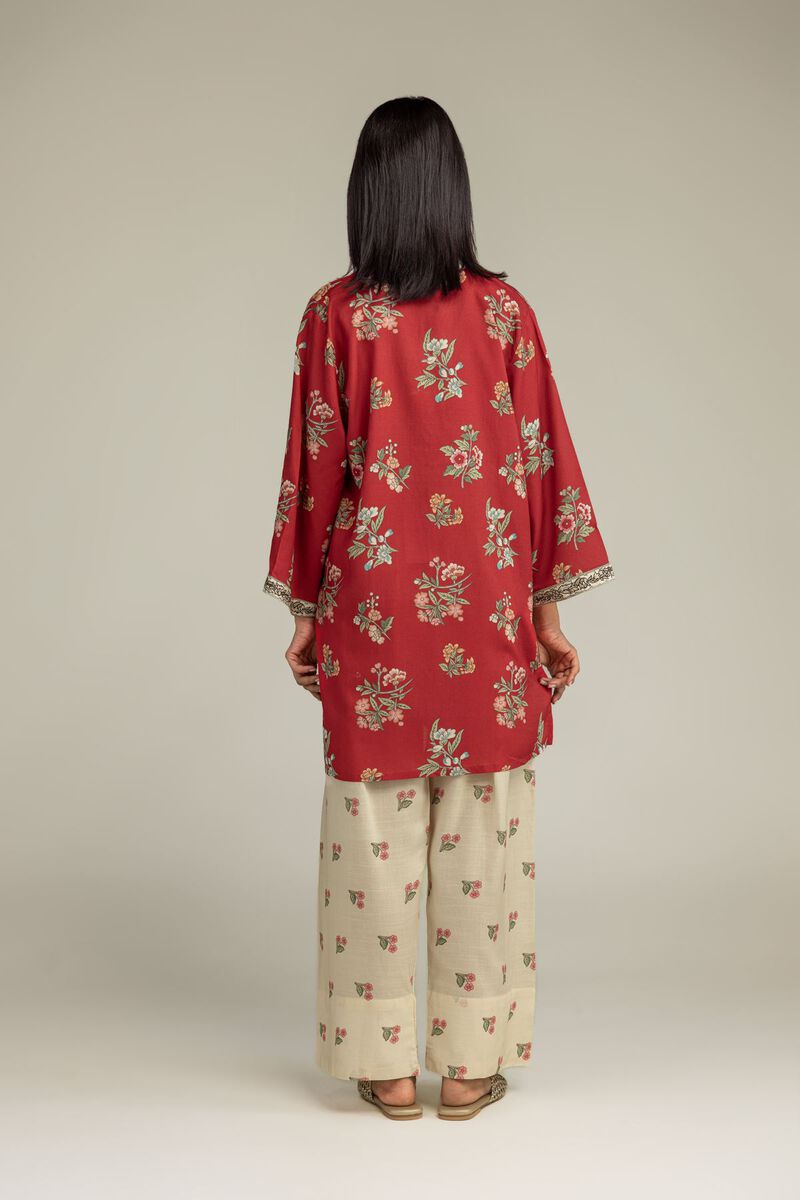 Printed | Raw Silk | Floral Red Kurta | USD 40.00