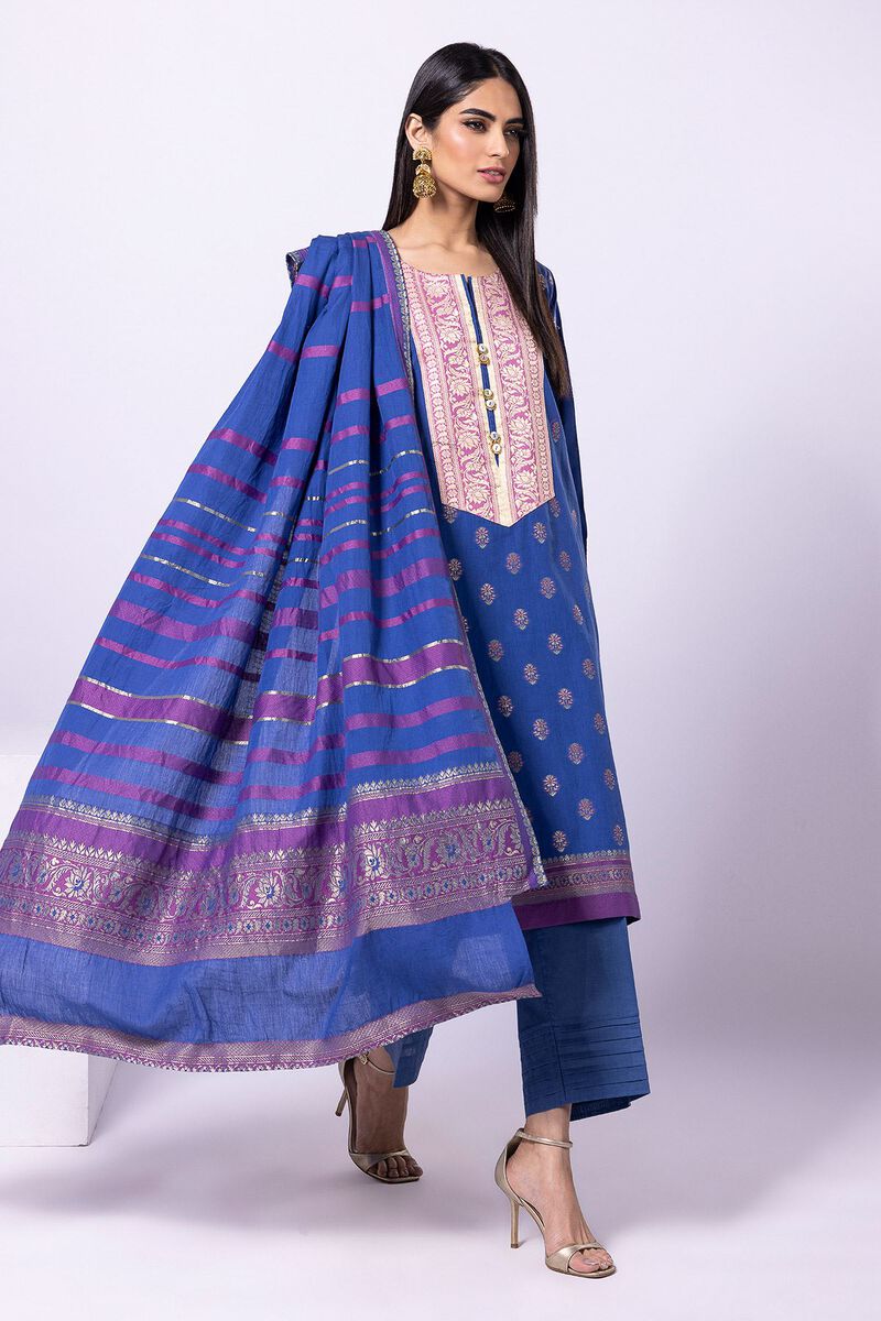 Dyed | Cotton Brosha Jacquard | Fabrics 3 Piece | null