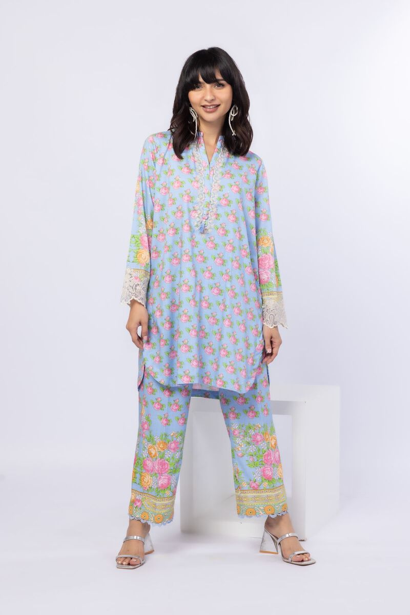Printed | Crosshatch Raw Silk | Pants | USD 23.00