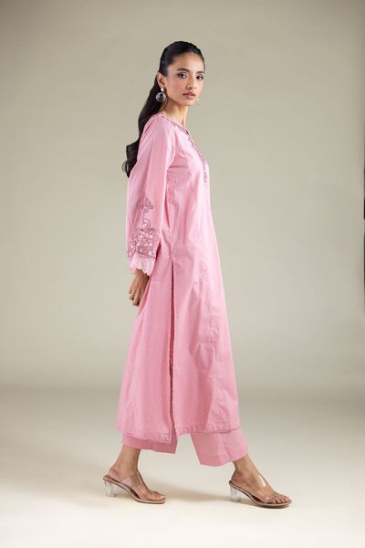 Embroidered | Cotton Dobby | Straight Solid Pants | USD 25.00