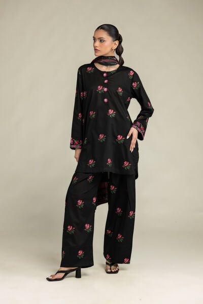 Embroidered | Cambric | Black Cambric Kurta | USD 45.00