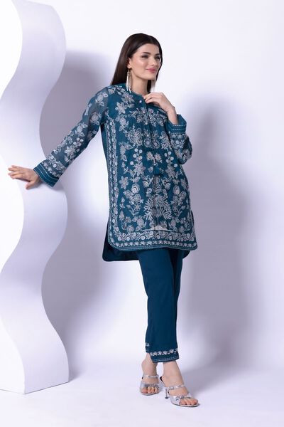 Embroidered | Crosshatch Raw Silk | Pants | USD 10.00