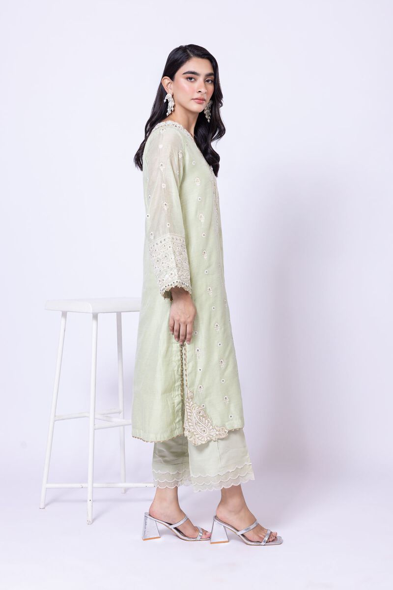 Embroidered | Dull Raw Silk | Pants | USD 11.00