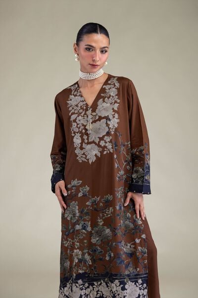 Embroidered | Raw Silk | Brown Silk Kurta | USD 55.00