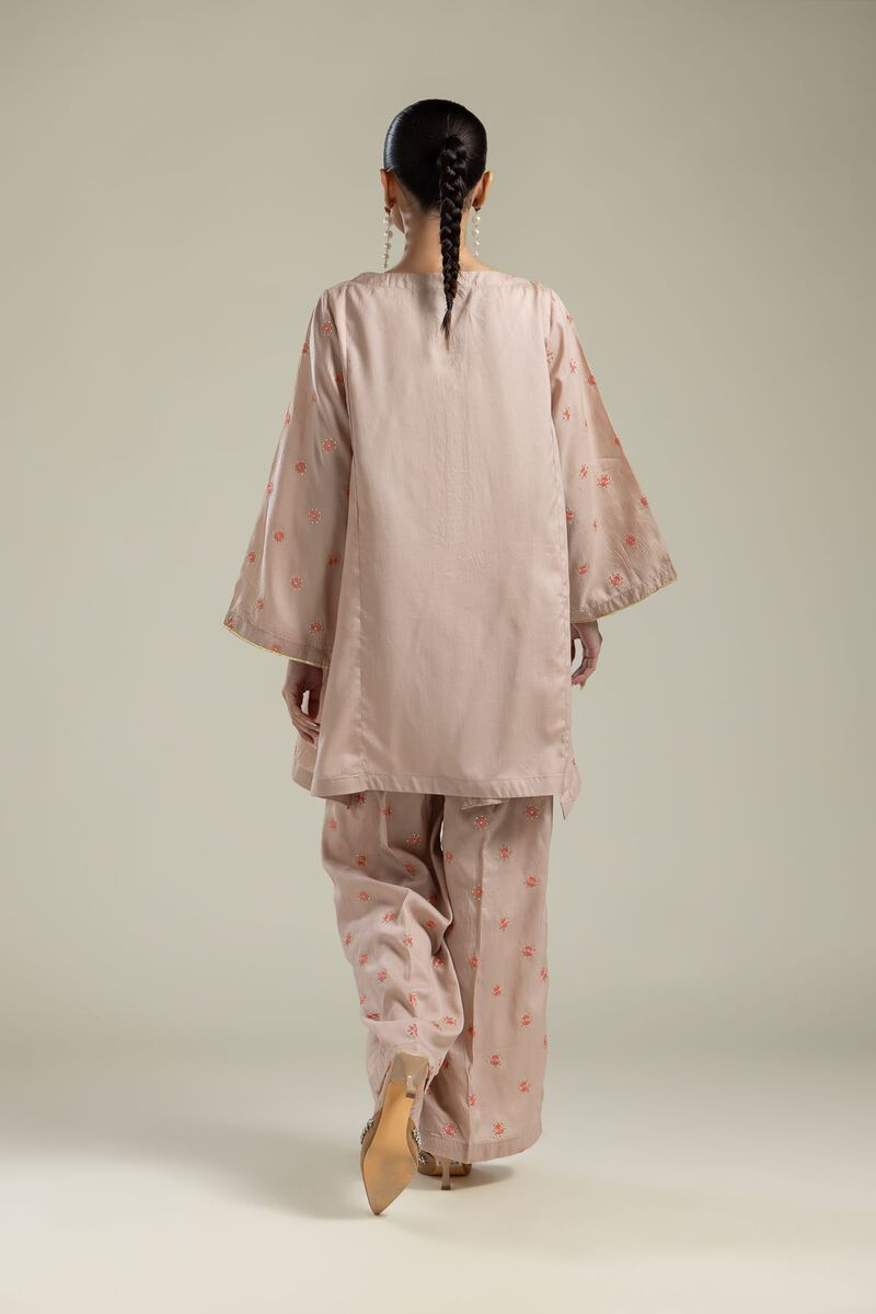 Embroidered | Textured Weave | Floral V-Neck Kurta | USD 40.00