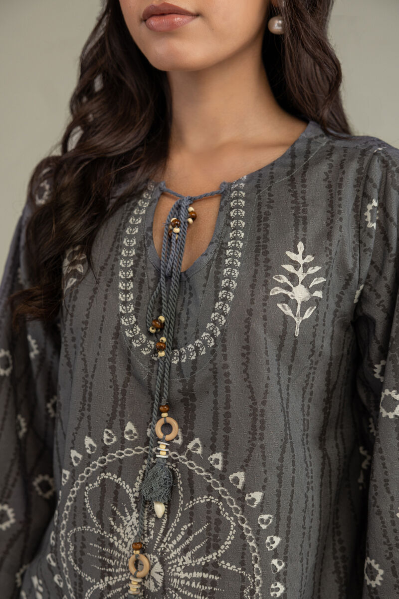 Printed | Cotton Dobby | Gray Cotton Kurta | USD 30.00