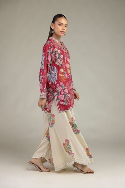 Embroidered | Cotton Viscose | Floral Cotton Pants | USD 45.00