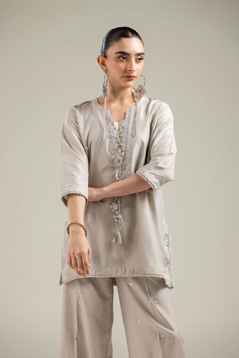Raw Silk | Beige Raw Silk Kurta | USD 40.00