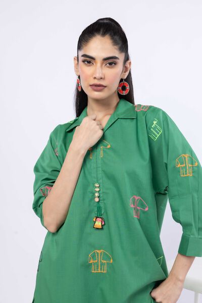 Embroidered | Crosshatch Poplin | Kurta | USD 30.00