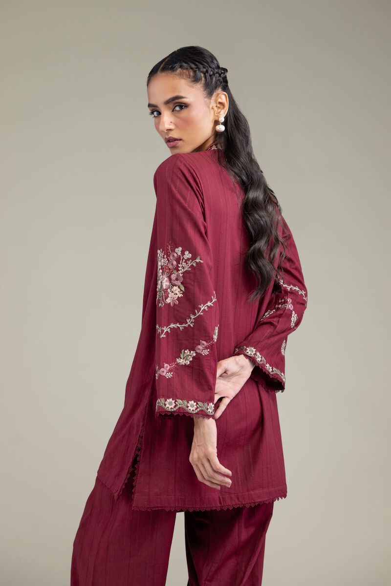 Embroidered | Textured Cotton | Floral Short Kurta | USD 45.00