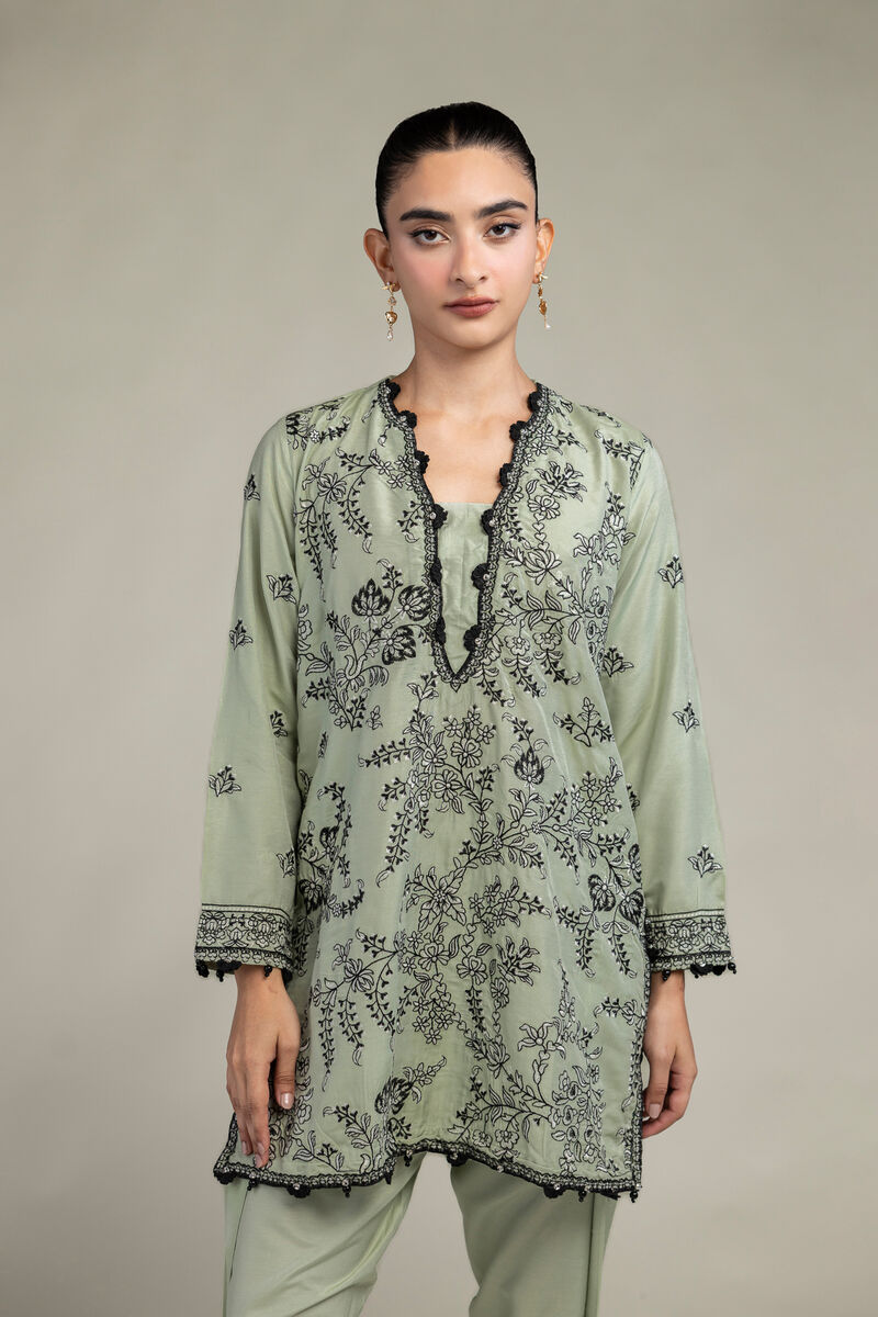 Raw Silk | Floral Silk Kurta | USD 70.00