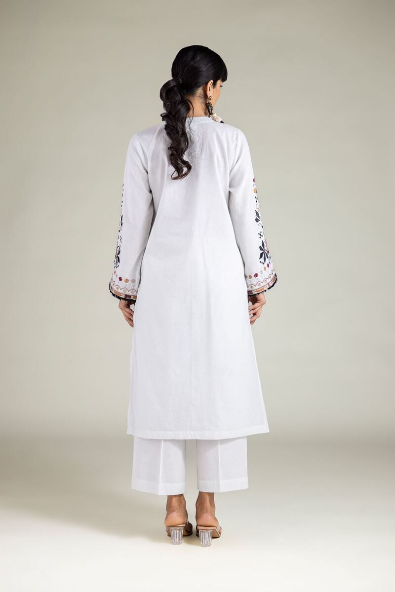 Embroidered | Cambric | White 2-Piece Tailored  | USD 45.00