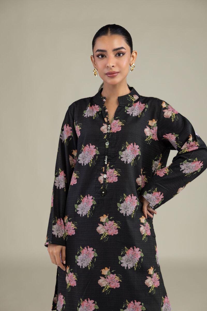 Printed | Cotton Dobby | Black Floral Kurta | USD 30.00
