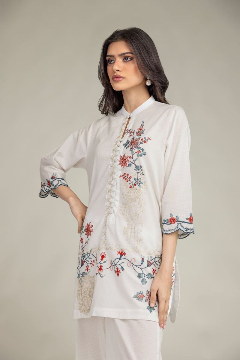 Embroidered | Cotton Dobby | Short Floral Kurta | USD 35.00
