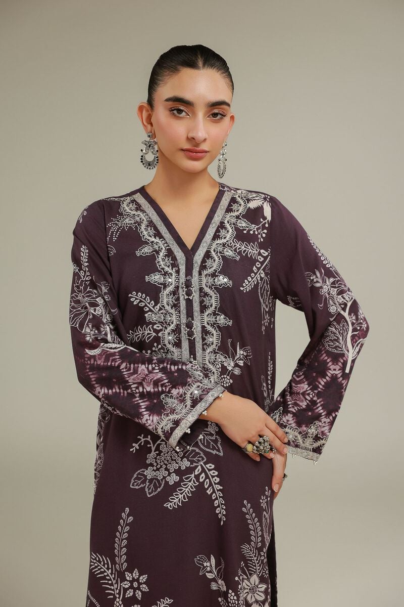 Embroidered | Raw Silk | Floral Longline Kurta | USD 55.00
