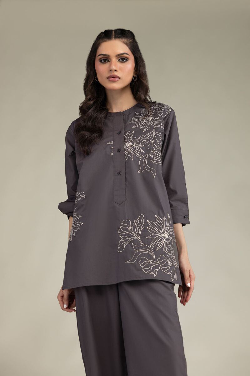 Embroidered | Poplin | Gray Poplin Shirt | USD 35.00