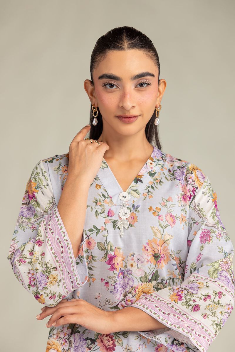 Printed | Raw Silk | Short Floral Kurta | USD 40.00