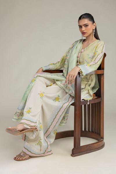 Embroidered | Raw Silk | Floral Spring Shalwar | USD 40.00