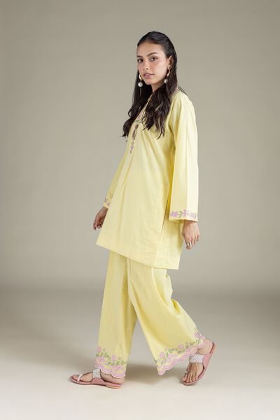 Embroidered | Textured Cambric | Floral Pants | USD 35.00