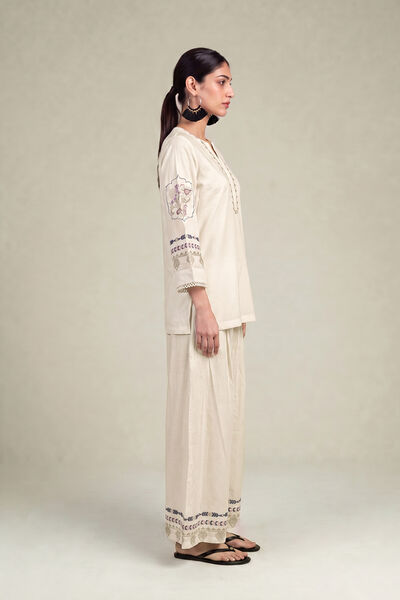 Embroidered | Cambric | Floral Cambric Pants | USD 45.00