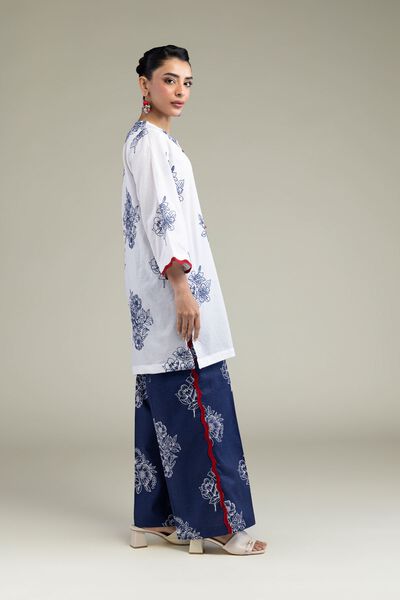 Embroidered | Cotton Dobby | Floral Navy Pants | USD 25.00
