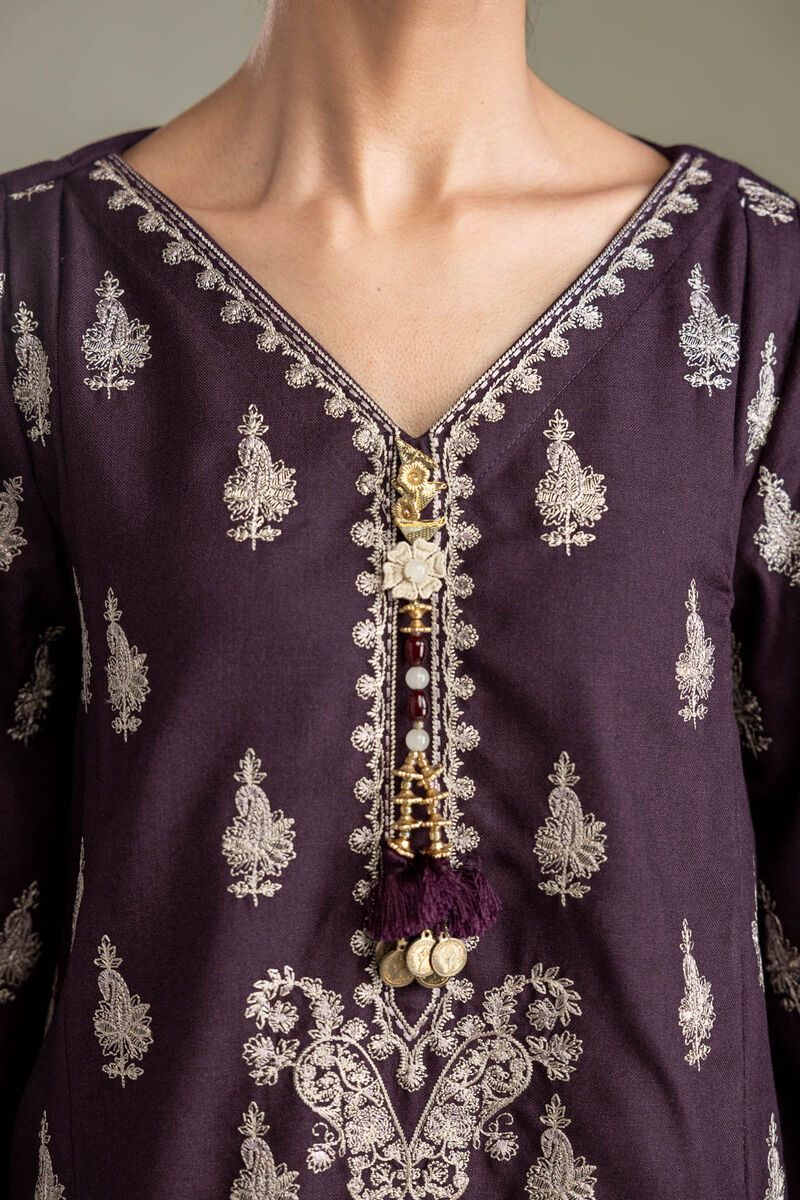 Embroidered | Heavy Blended Viscose | Purple Viscose Kurta | USD 65.00