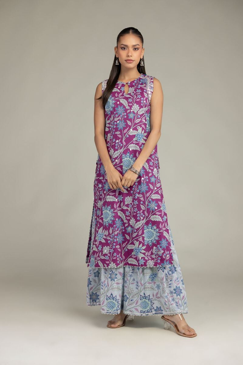 Embroidered | Cotton Viscose | Floral Sleeveless Kurta | USD 45.00