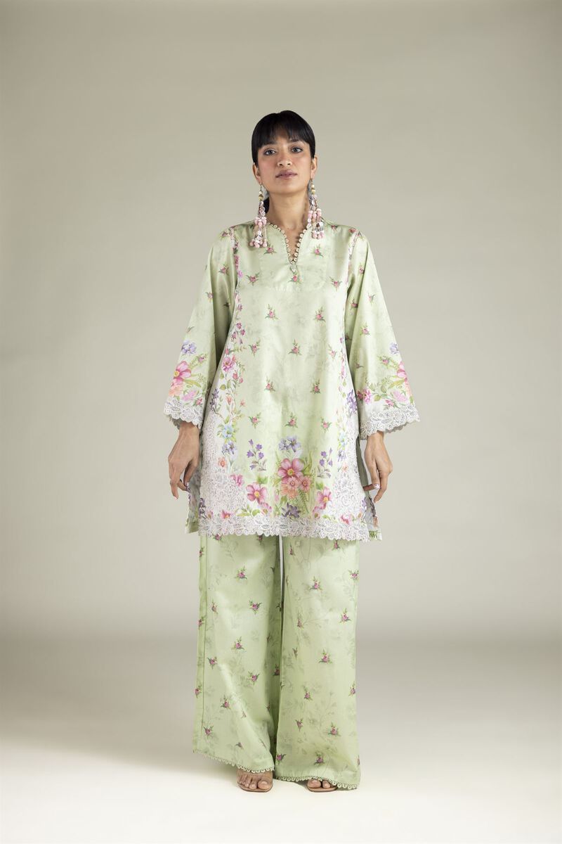 Embroidered | Satin | Tailored 2 Piece | Top and Bottom | USD 60.00