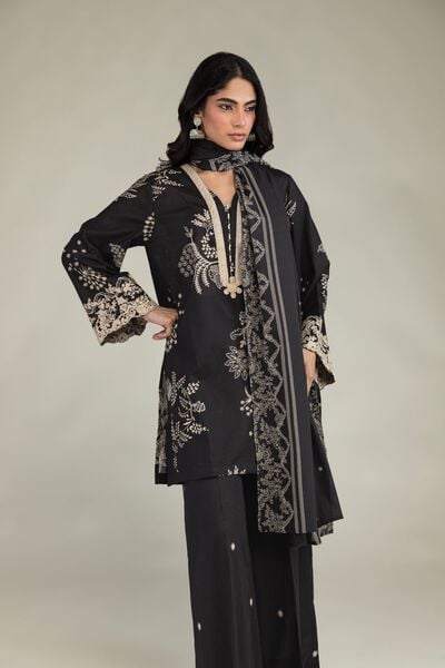 Embroidered | Cambric | Short Black Kurta | USD 35.00