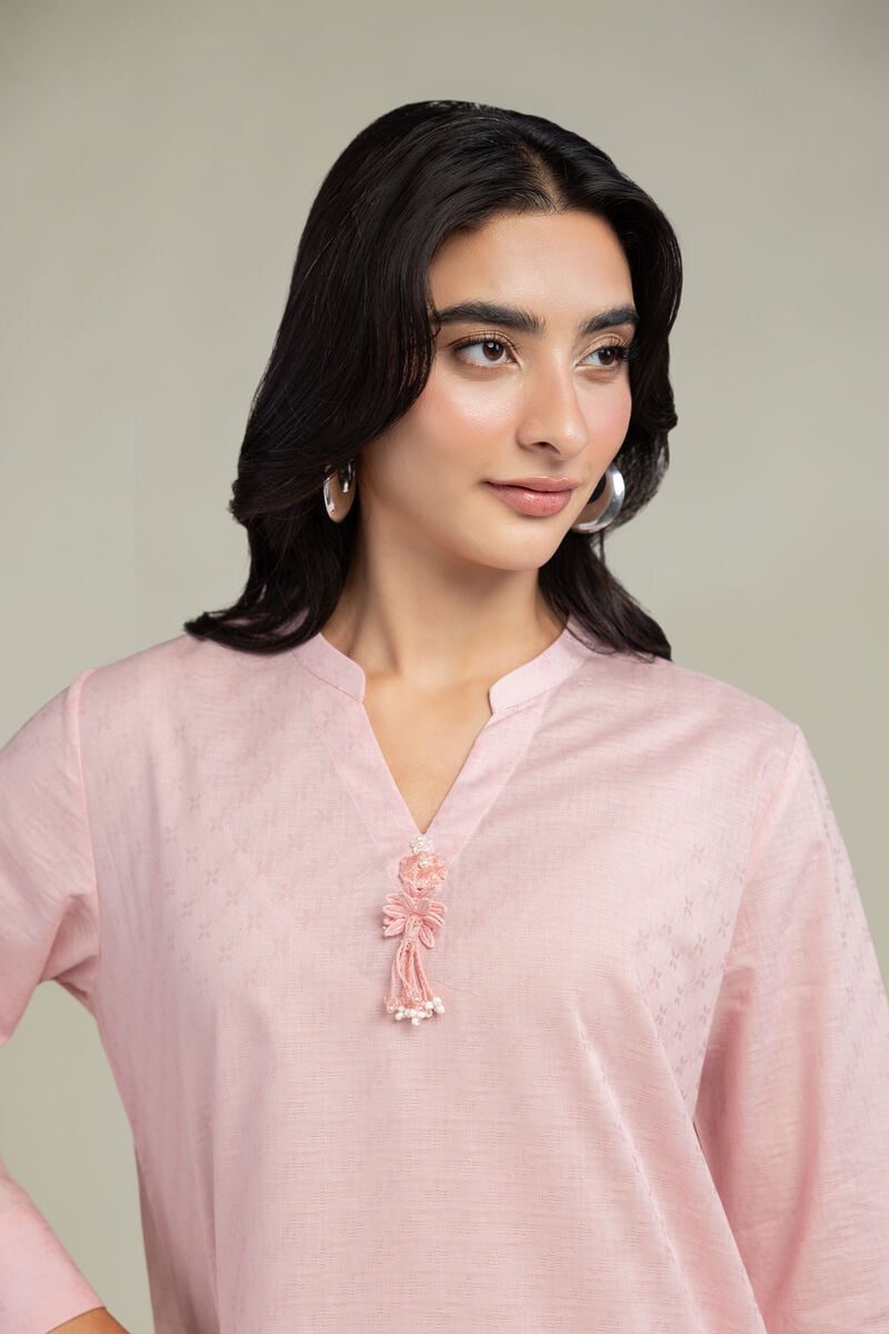 Dyed | Cotton Dobby | Solid V-Neck Kurta | USD 35.00
