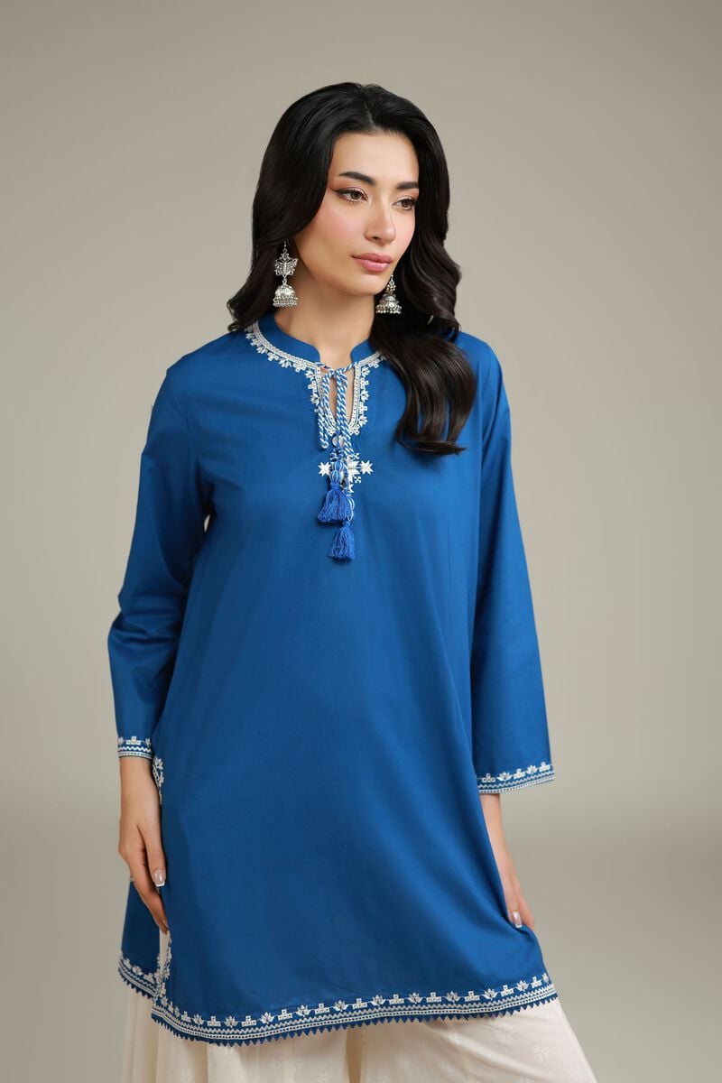 Embroidered | Cambric | Blue Cambric Kurta | USD 35.00