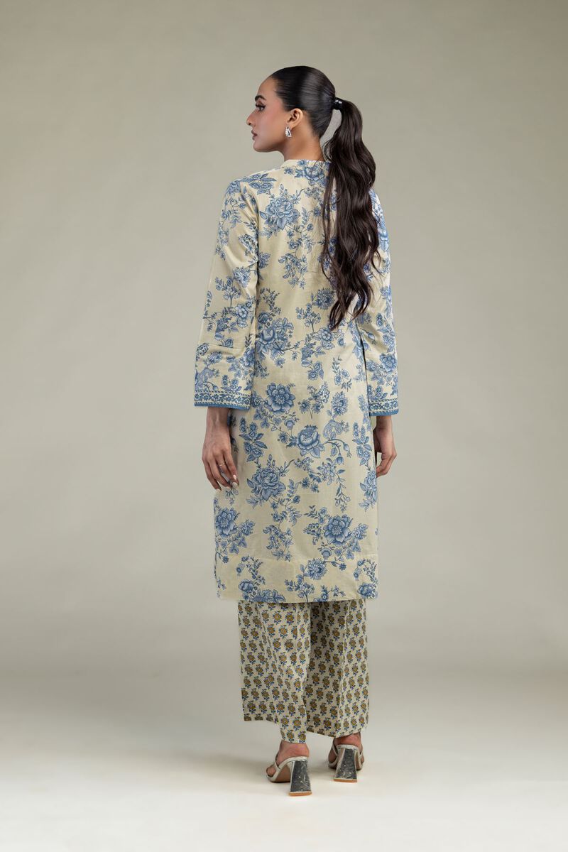 Printed | Cambric | Long Beige Kurta | USD 35.00