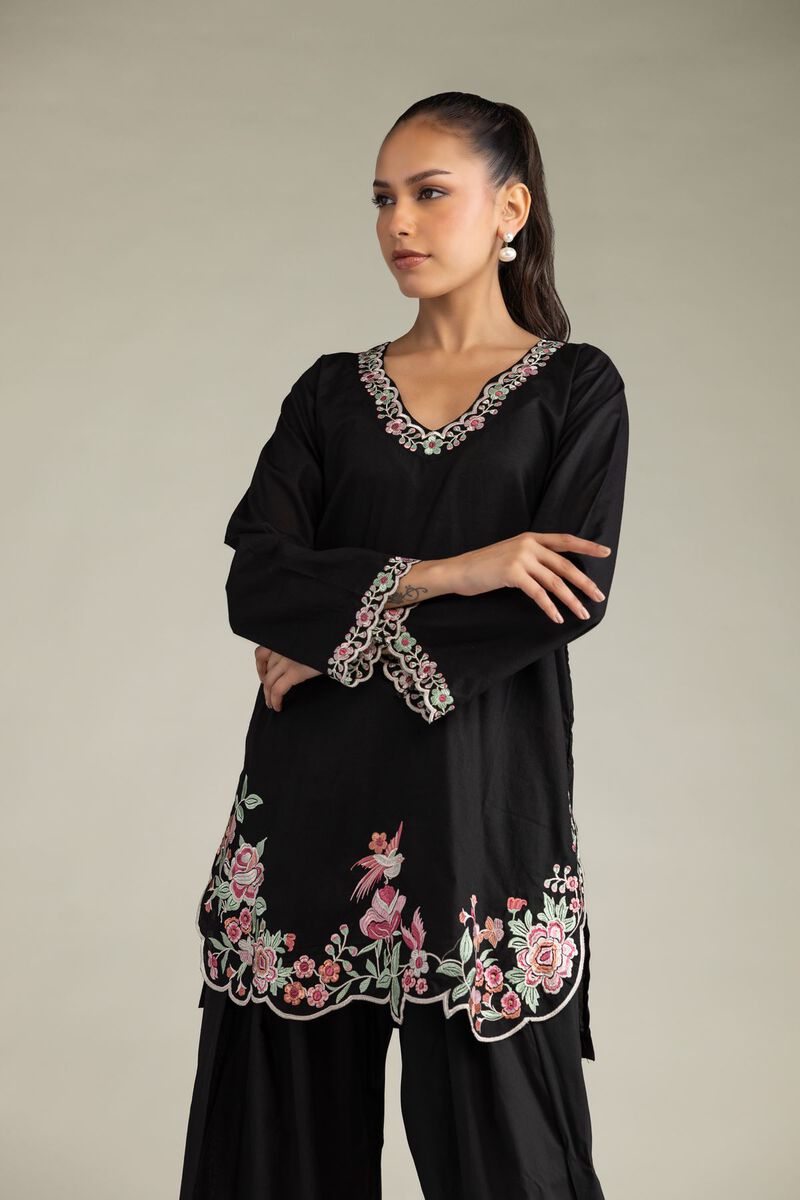 Embroidered | Cambric | Black Cambric Kurta | USD 45.00