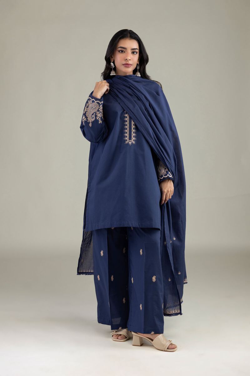 Embroidered | Lawn | Navy Lawn Dupatta | USD 35.00