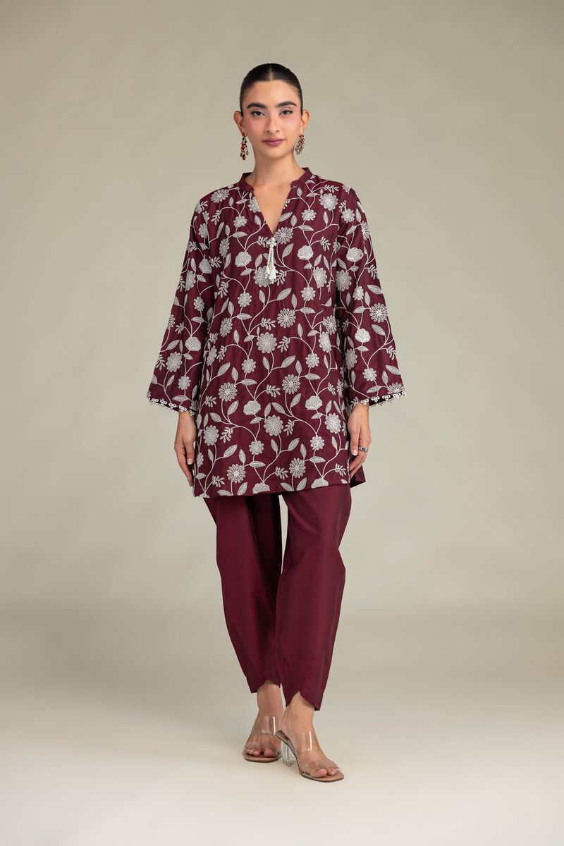 Printed | Raw Silk | Maroon Solid Pants | USD 30.00