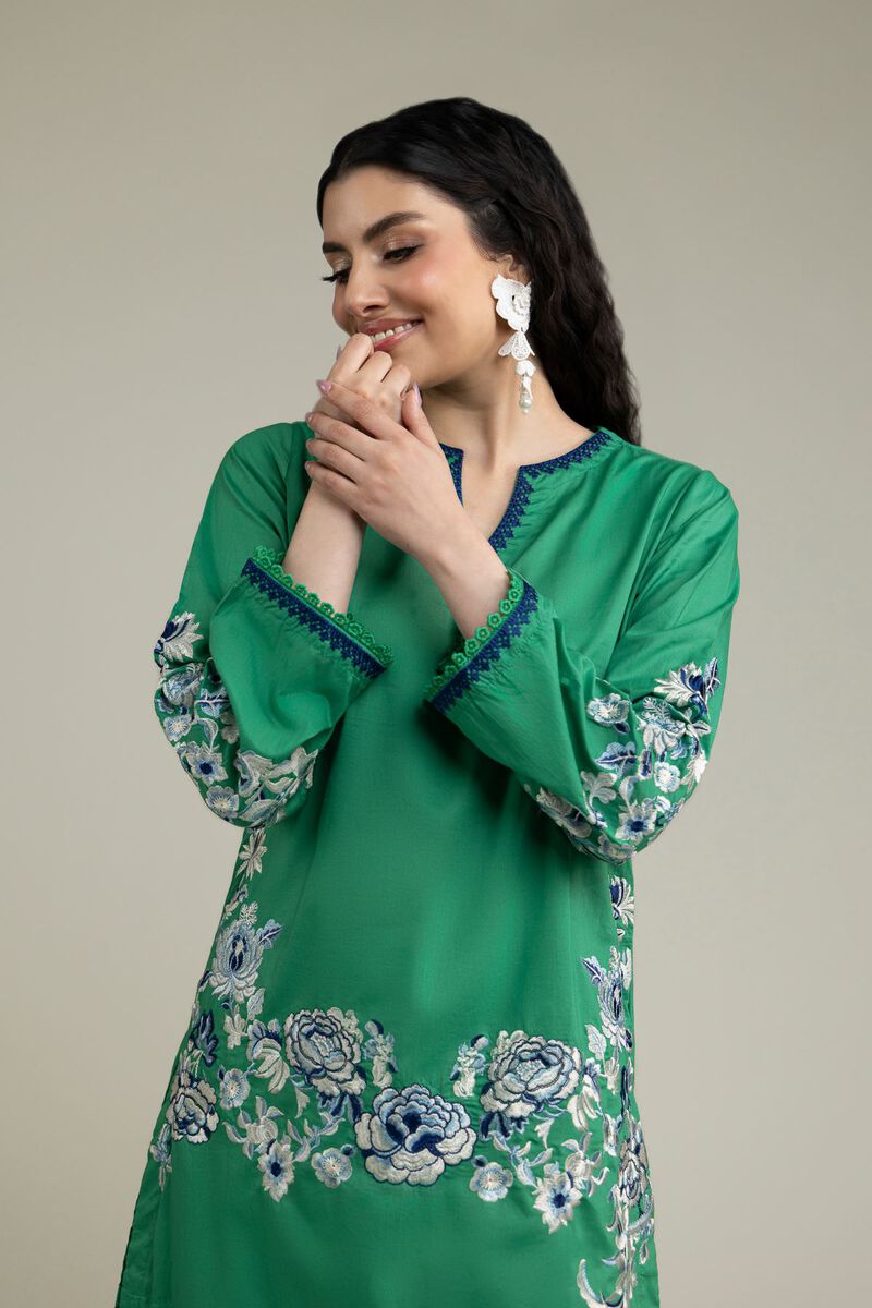 Embroidered | Cambric | Green Cambric Kurta | USD 40.00