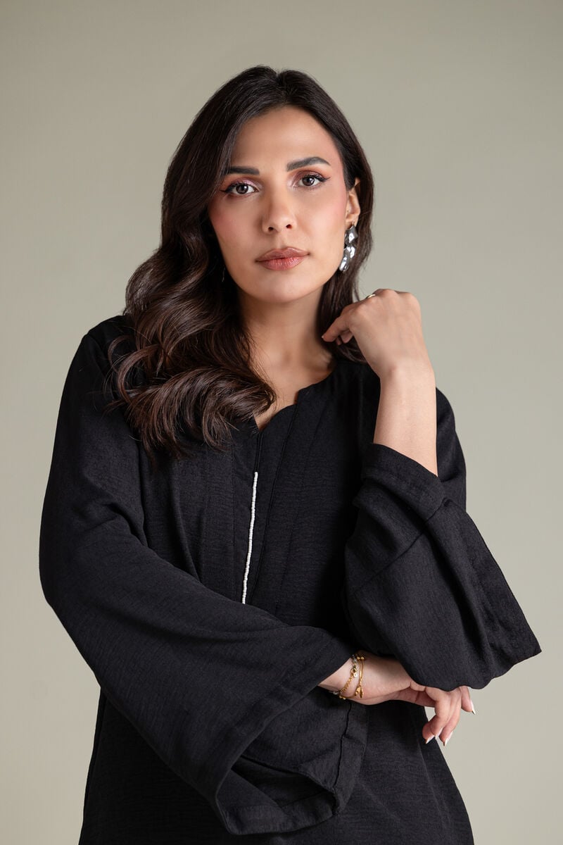 Dyed | Textured Georgette | Solid Black Kurta | USD 40.00