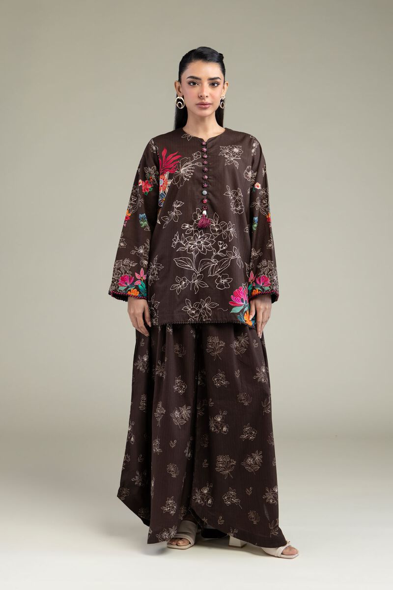 Printed | Cotton Dobby | Floral Brown Pants | USD 30.00