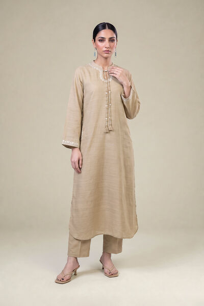 Embroidered | Light Khaddar | Longline Khaddar Kurta | USD 55.00