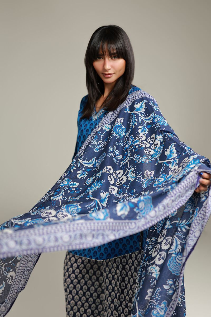 Embroidered | Lawn | Navy Lawn Dupatta | USD 25.00