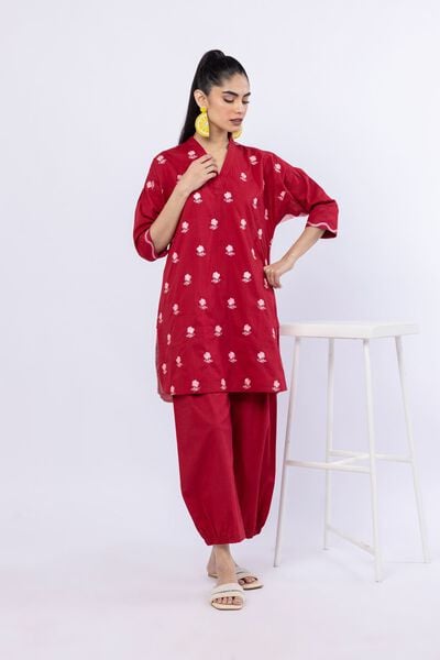 Embroidered | Crosshatch Poplin | Kurta | USD 30.00