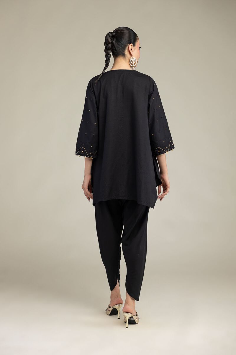 Embroidered | Raw Silk | Black Silk Kurta | USD 45.00