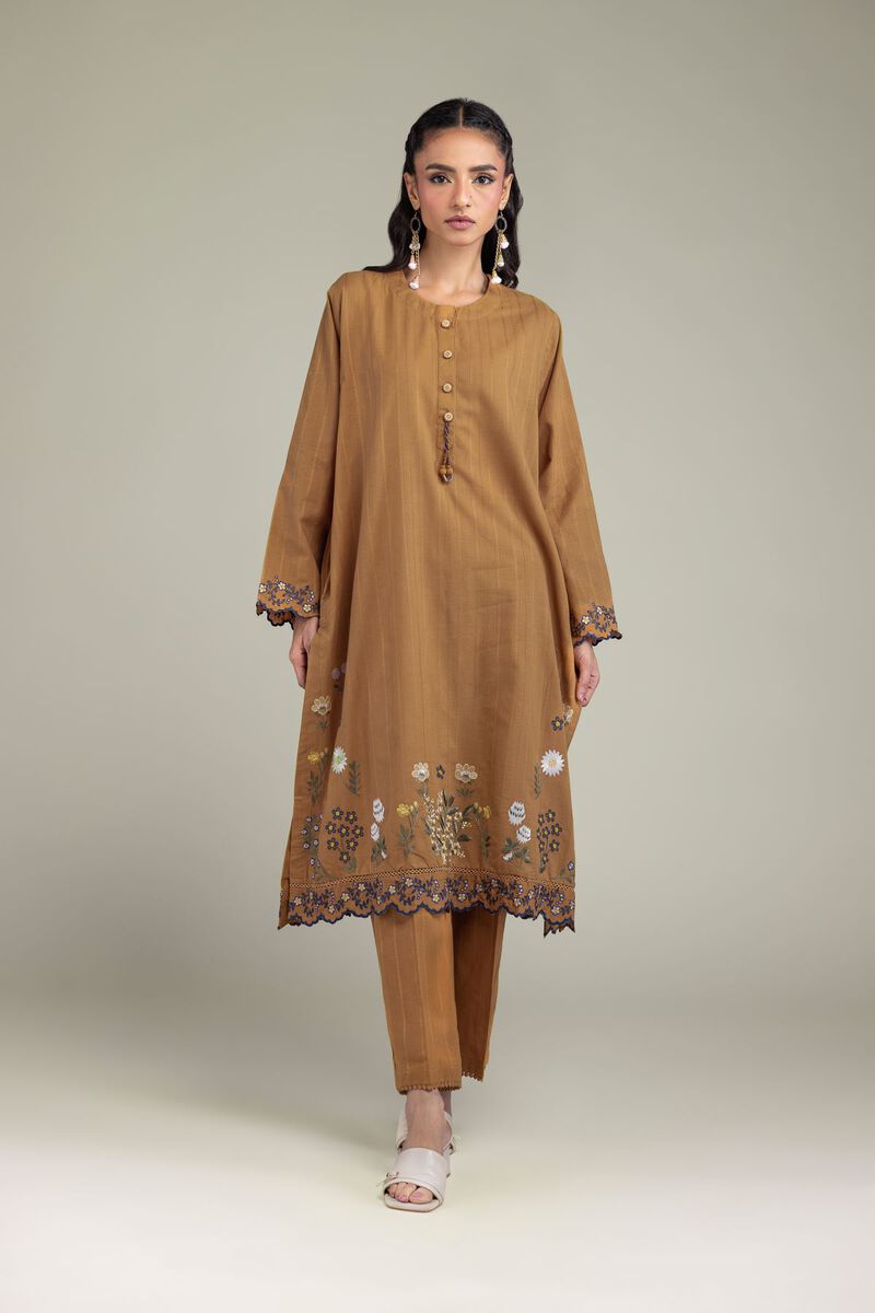 Embroidered | Textured Cotton | Cotton Longline Kurta | USD 55.00