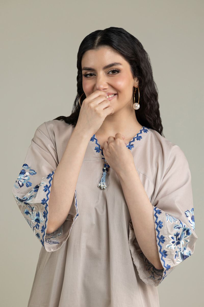 Embroidered | Cambric | Long Floral Kurta | USD 40.00